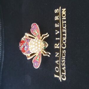 Joan Rivers vintage "Crimson and Bows" bee brooch
